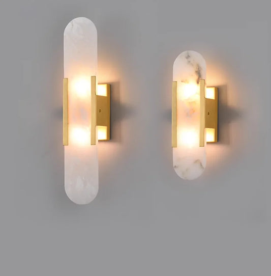 Marble LED Wall Lamp 12W – Gold & Natural Marble