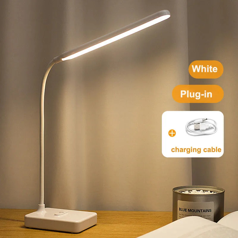 Foldable LED Desk Lamp – 3-Level Dimmable USB Rechargeable