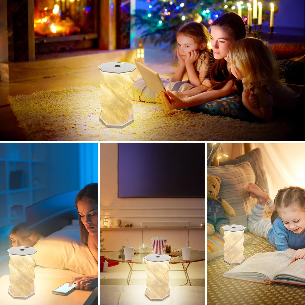 Foldable Origami LED Table Lamp – USB-C Rechargeable Touch Dim