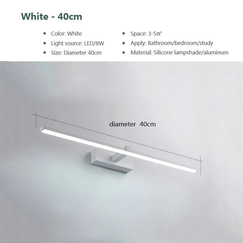 LED Bathroom Vanity Lamp – Touch Switch Black White