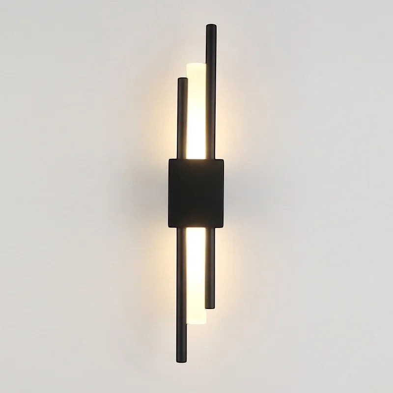 GoldenWatt Nordic contemporary black iron and acrylic LED wall sconce with vertical up and down ambient lighting