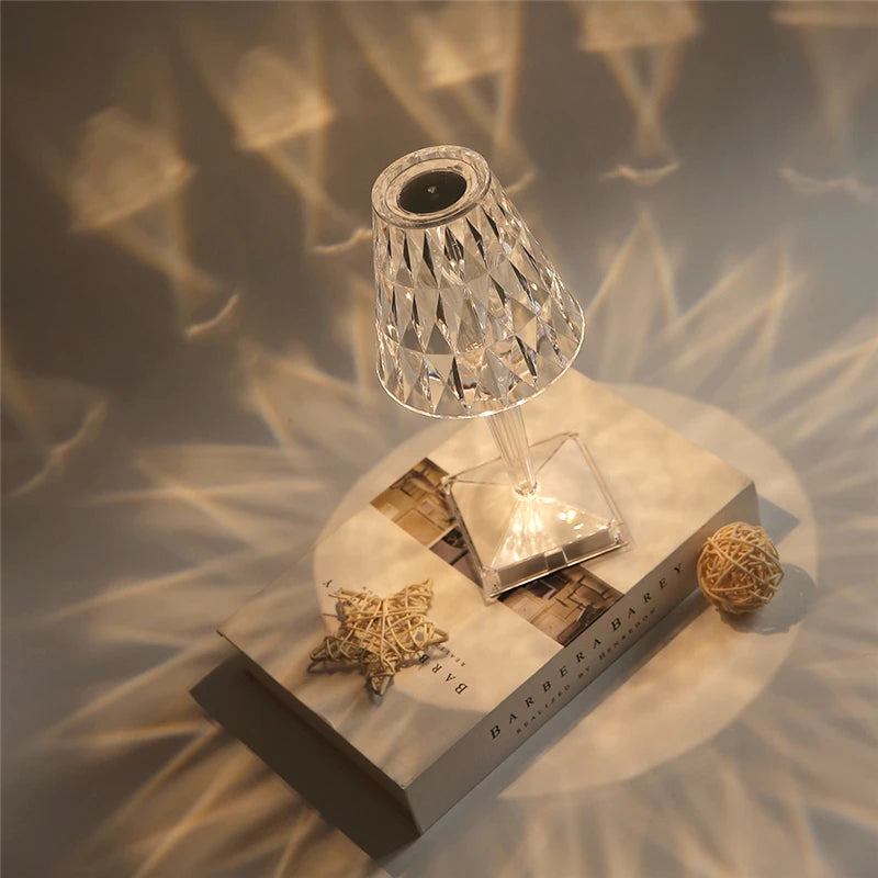 Diamond LED Night Light – USB Rechargeable Touch Acrylic Lamp