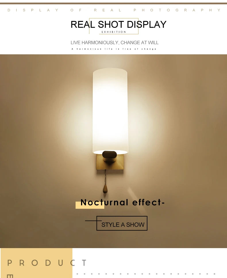 Modern Wooden Wall Lamp – E27 Frosted Glass