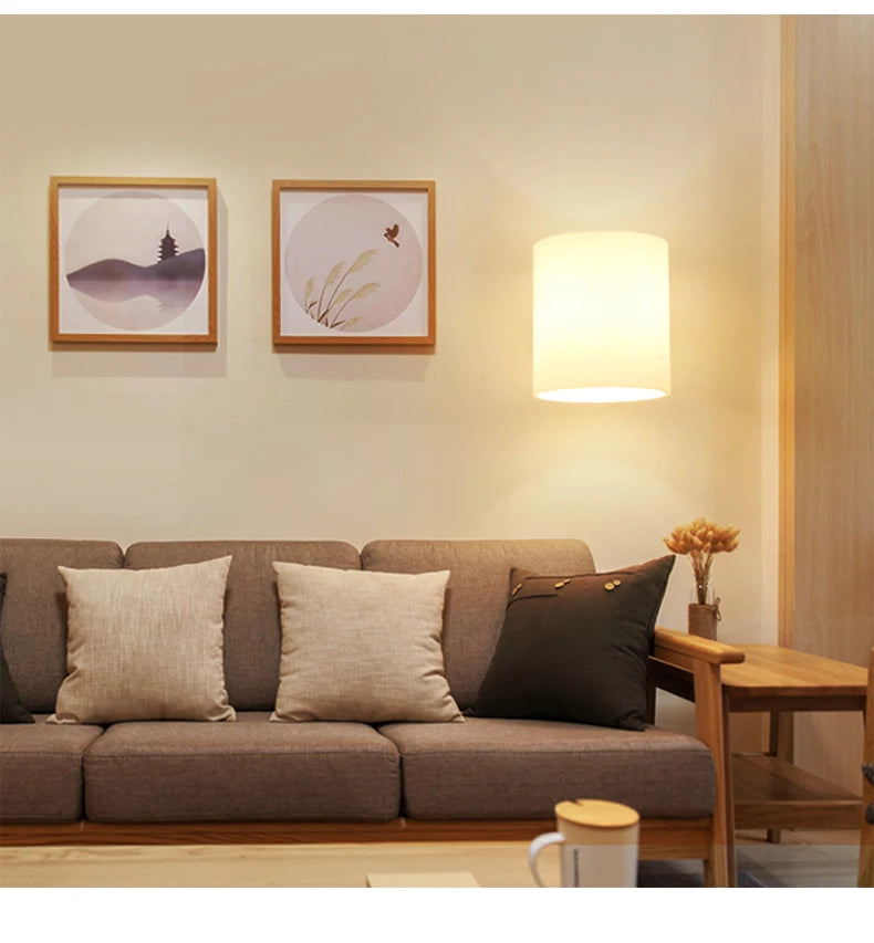 Modern Wooden Wall Lamp – E27 Frosted Glass
