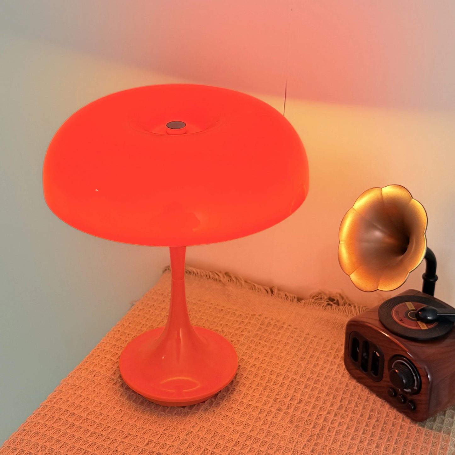 Mushroom Table Lamp, Touch Control 3 Color Dimmable, Cordless Rechargeable Plastic LED Night Light, Adjustable Brightness Bedsid