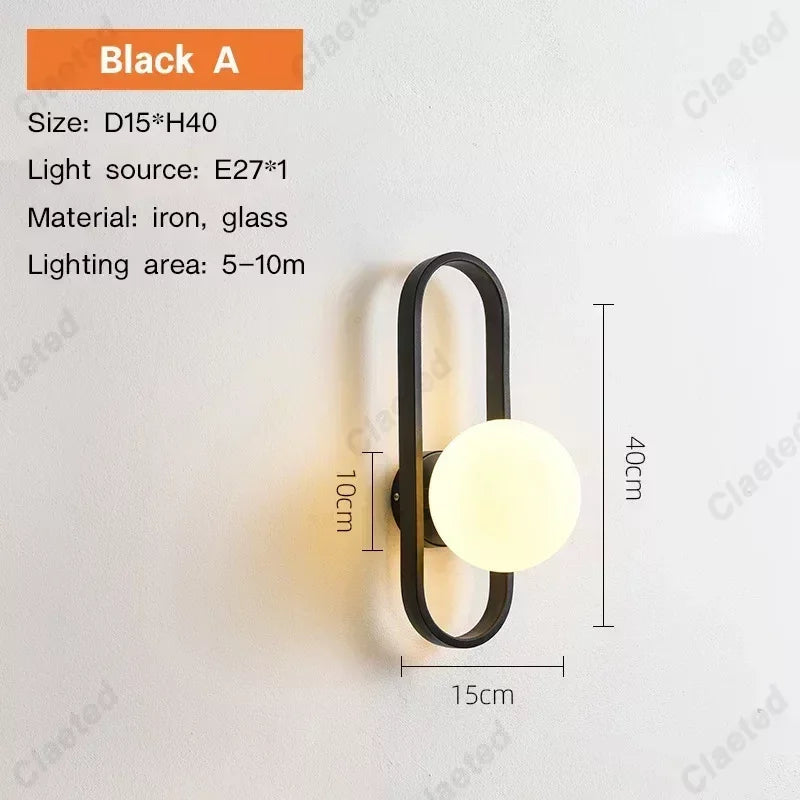 Luxury LED Wall Lamp – Frosted Glass Black or Gold