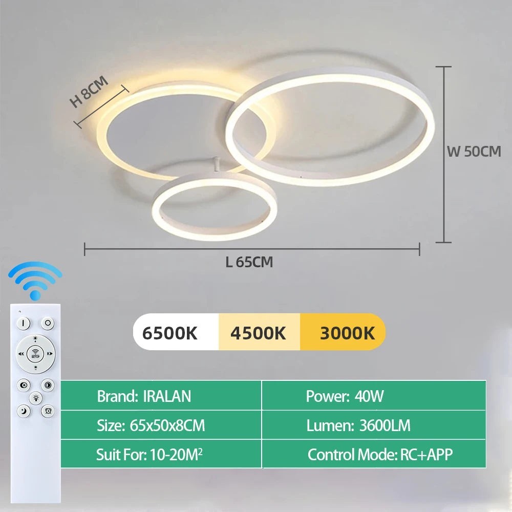 Dimmable LED Ceiling Lamp – Remote Control 5 Sizes