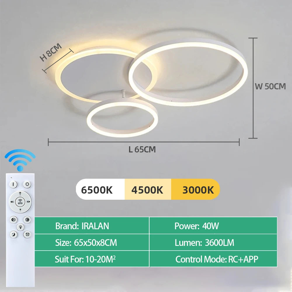 Dimmable LED Ceiling Lamp – Remote Control 5 Sizes