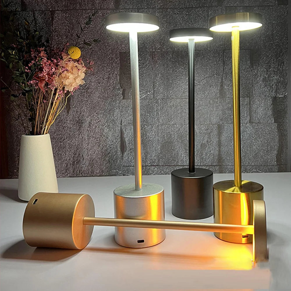 LED Metal Desk Lamp – 1800mAh Rechargeable 3-Colour Stepless Dim