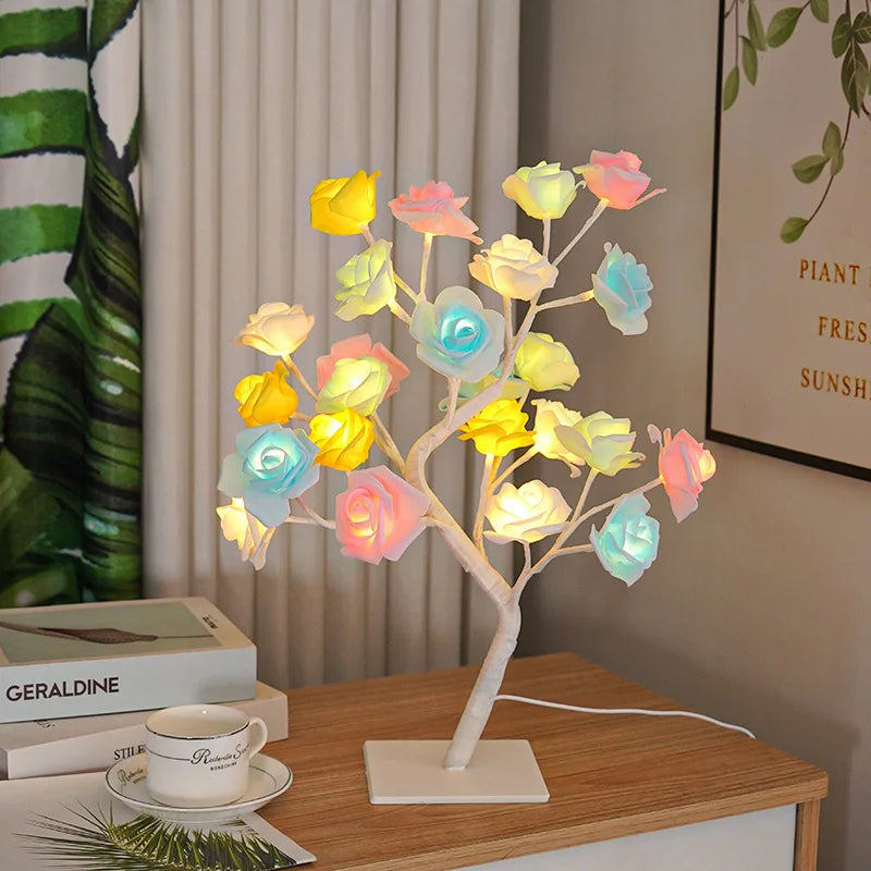 LED Rose Tree Night Light – USB Girls Bedroom Party Decor