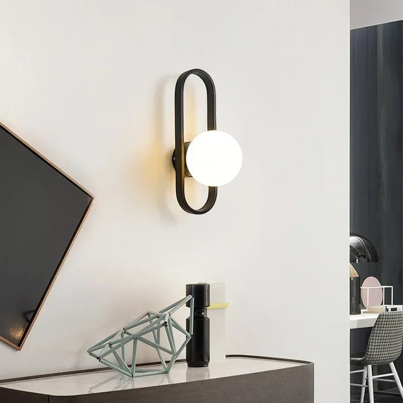 Luxury LED Wall Lamp – Frosted Glass Black or Gold