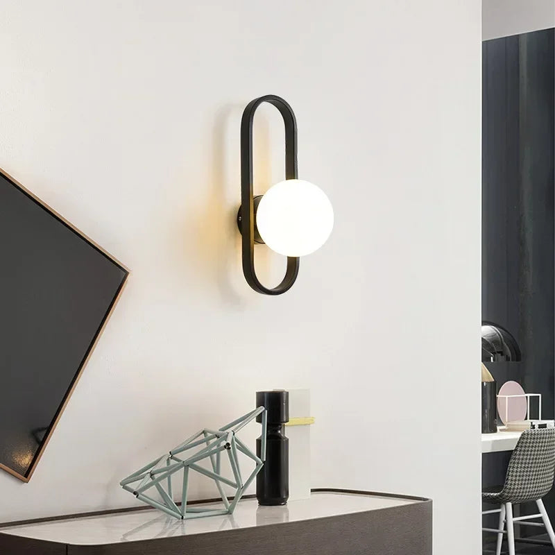 Luxury LED Wall Lamp – Frosted Glass Black or Gold