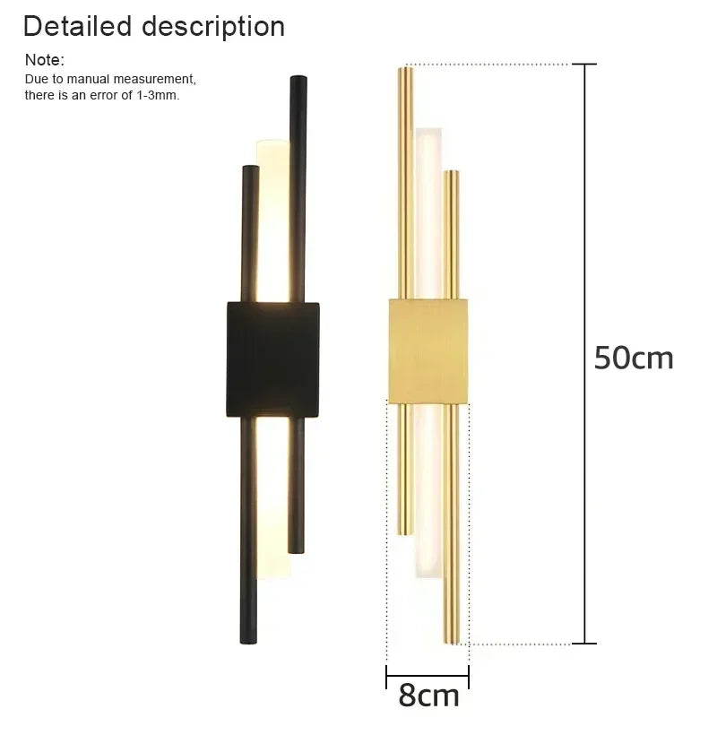 Nordic LED Wall Lamp – Black, Gold or White 6W