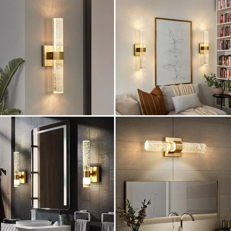 Marble LED Wall Lamp 12W – Gold & Natural Marble