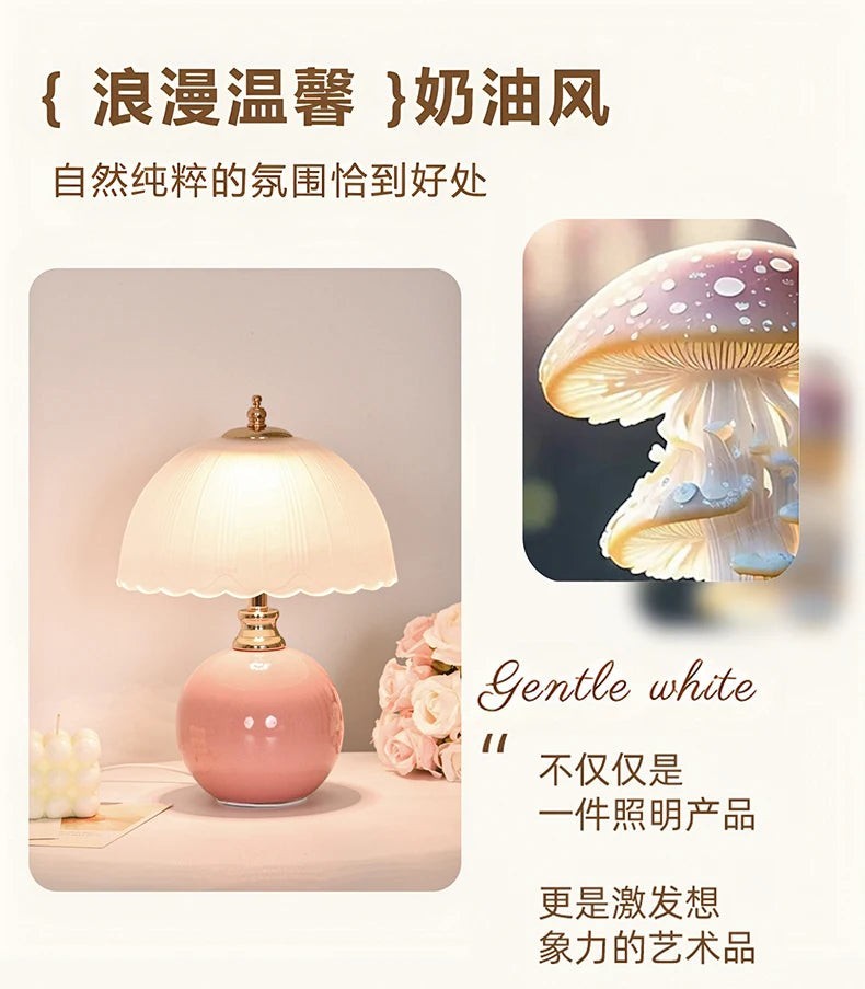 Ceramic Glass LED Table Lamp – USB Dimmable Luxury Bedside Light