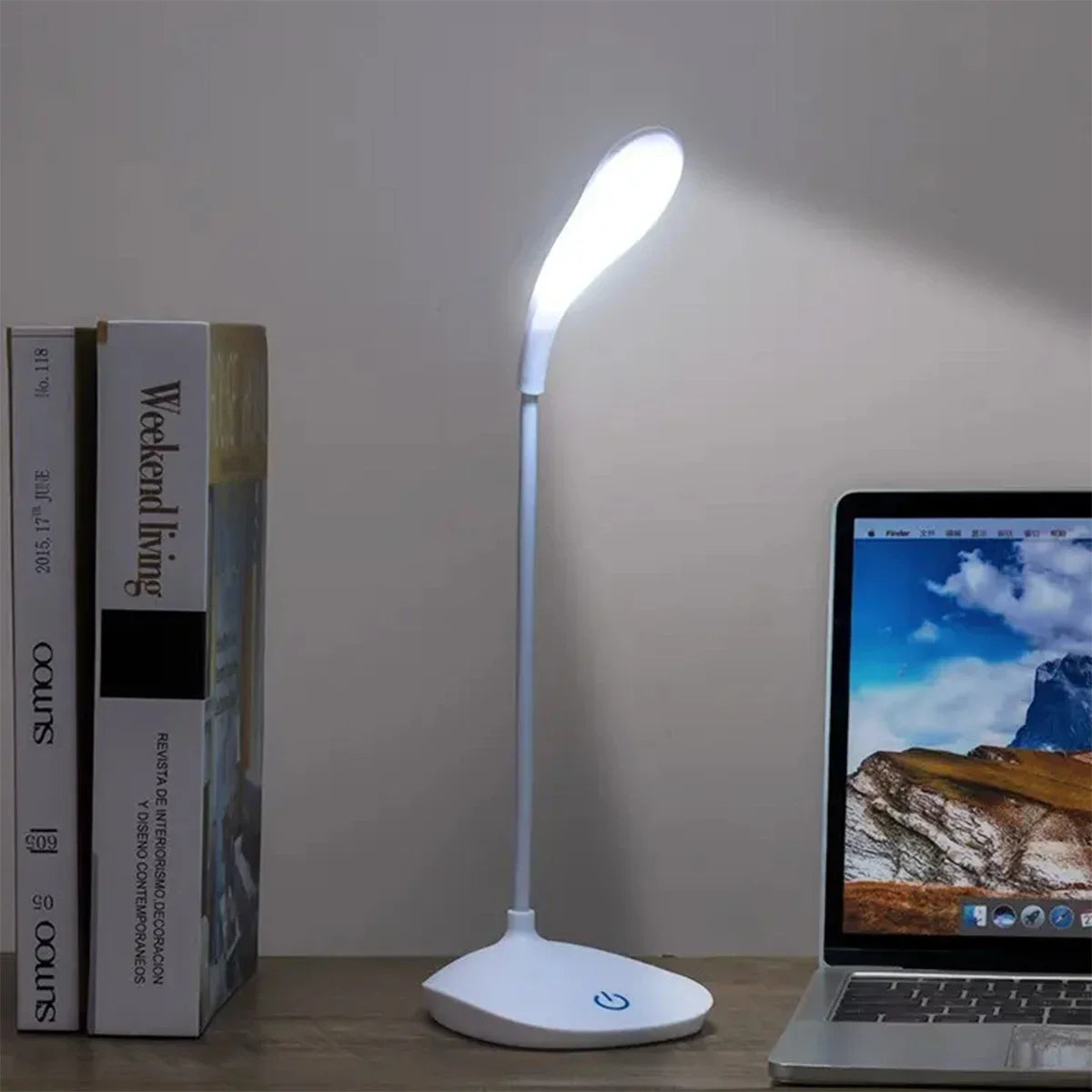 Flexible LED Reading Desk Lamp – USB Rechargeable 3-Level Touch