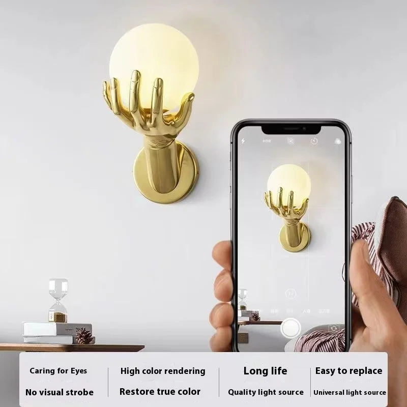 Gold LED Bedside Wall Lamp – Frosted Glass