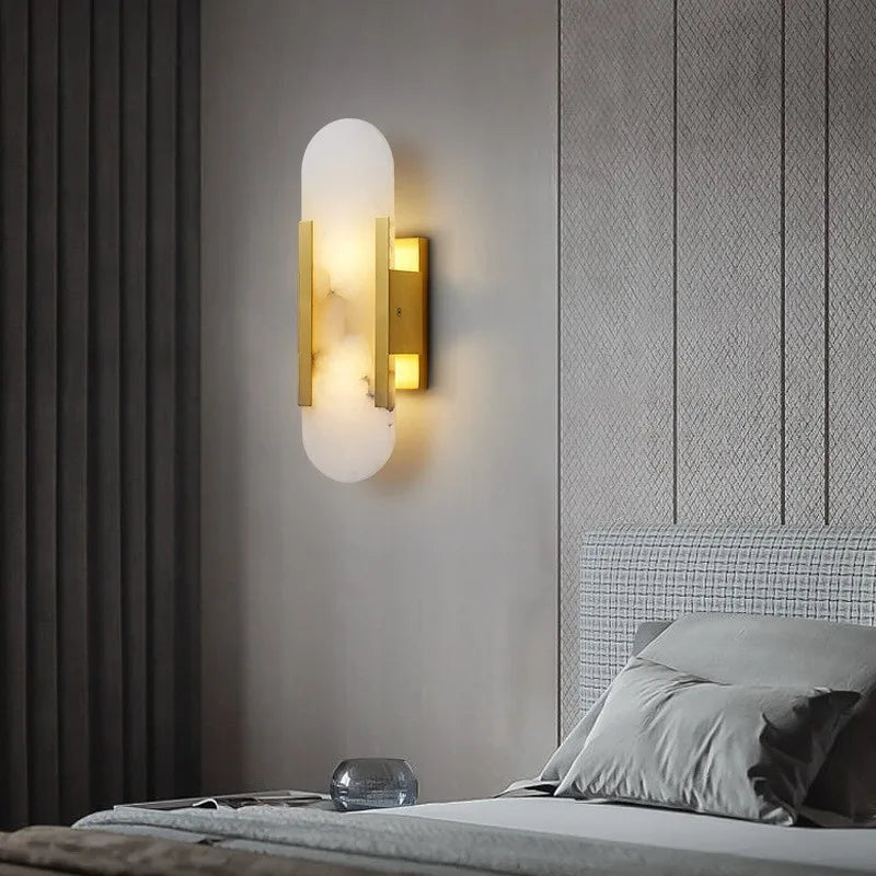 Marble LED Wall Lamp 12W – Gold & Natural Marble