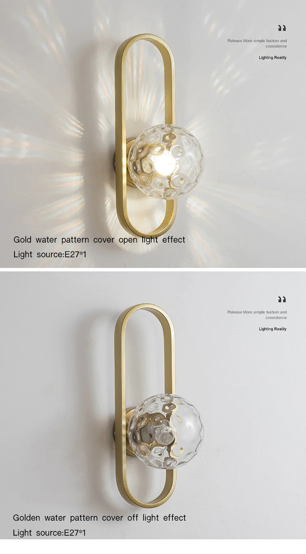 Luxury LED Wall Lamp – Frosted Glass Black or Gold