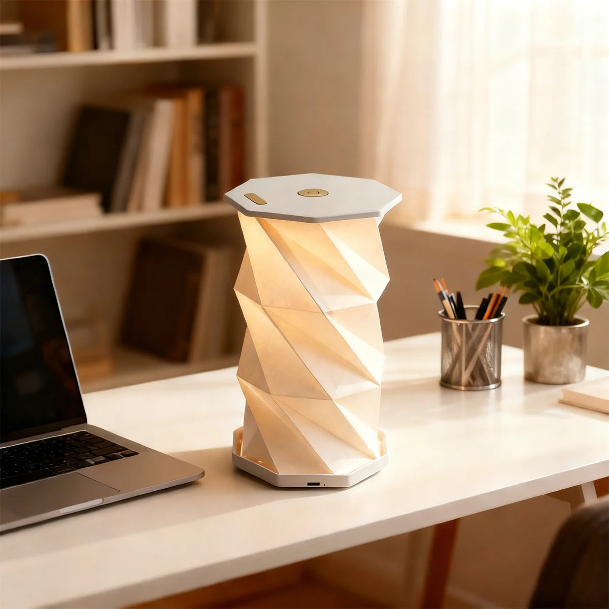 Foldable Origami LED Table Lamp – USB-C Rechargeable Touch Dim