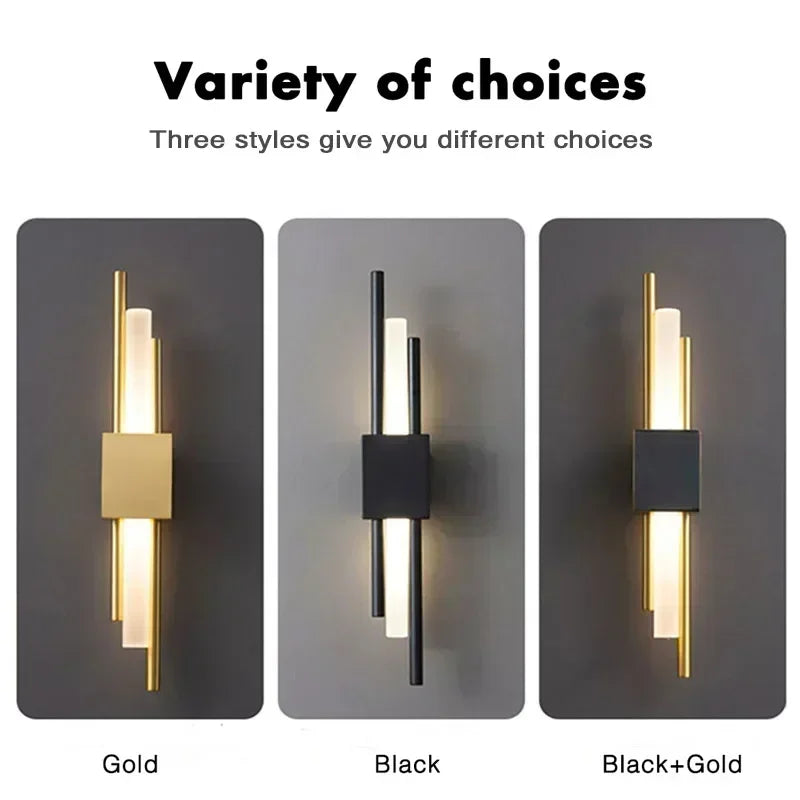 Nordic LED Wall Lamp – Black, Gold or White 6W
