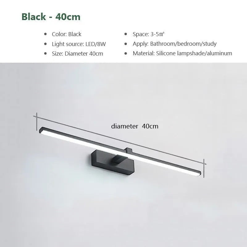 LED Bathroom Vanity Lamp – Touch Switch Black White