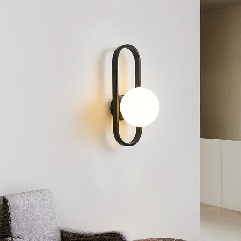 Luxury LED Wall Lamp – Frosted Glass Black or Gold