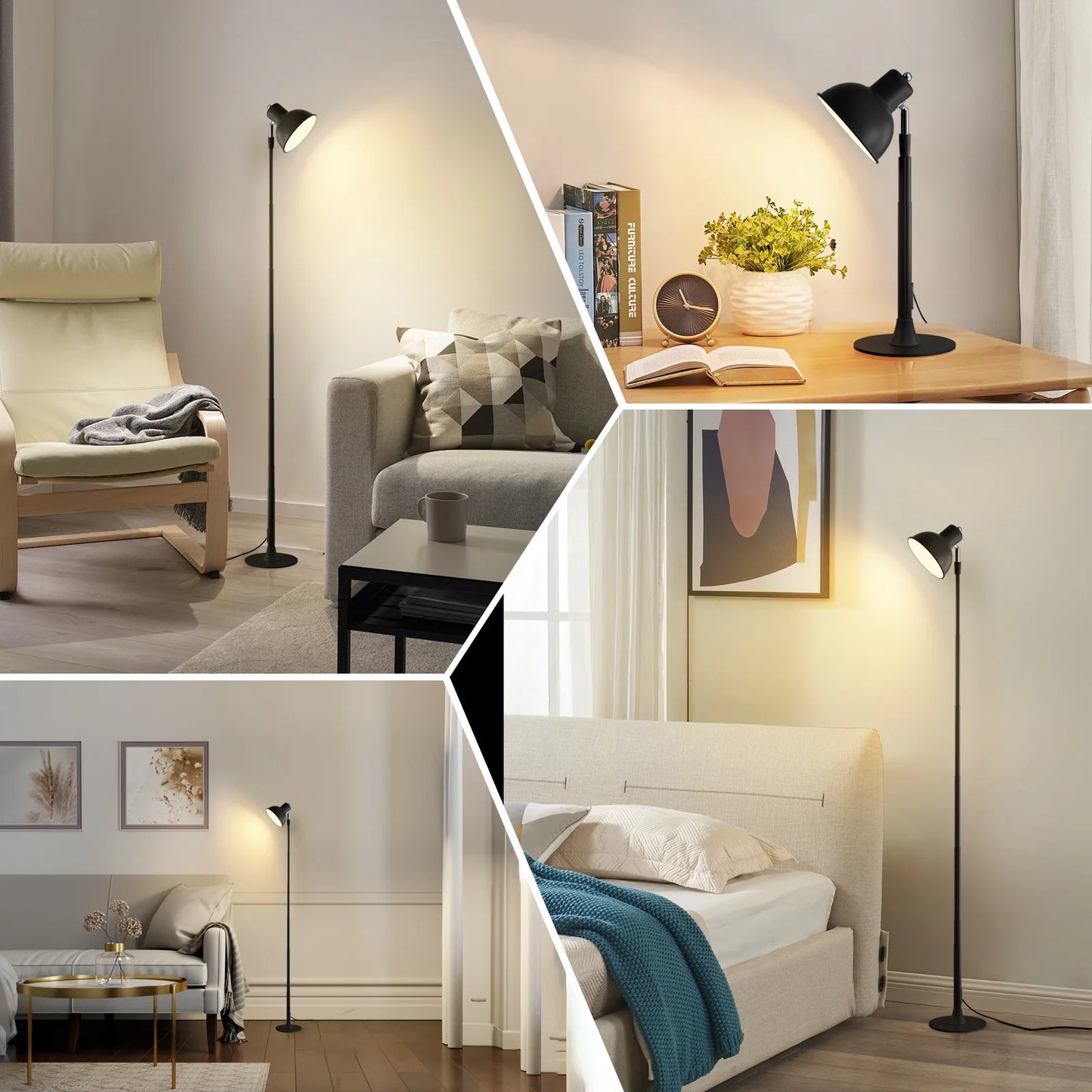 MARPOU Floor Lamp Adjustable with 3 Color Dimmable USB Plug Modern LED Telescopic 145CM Floor Stand Light Living Room Bedroom