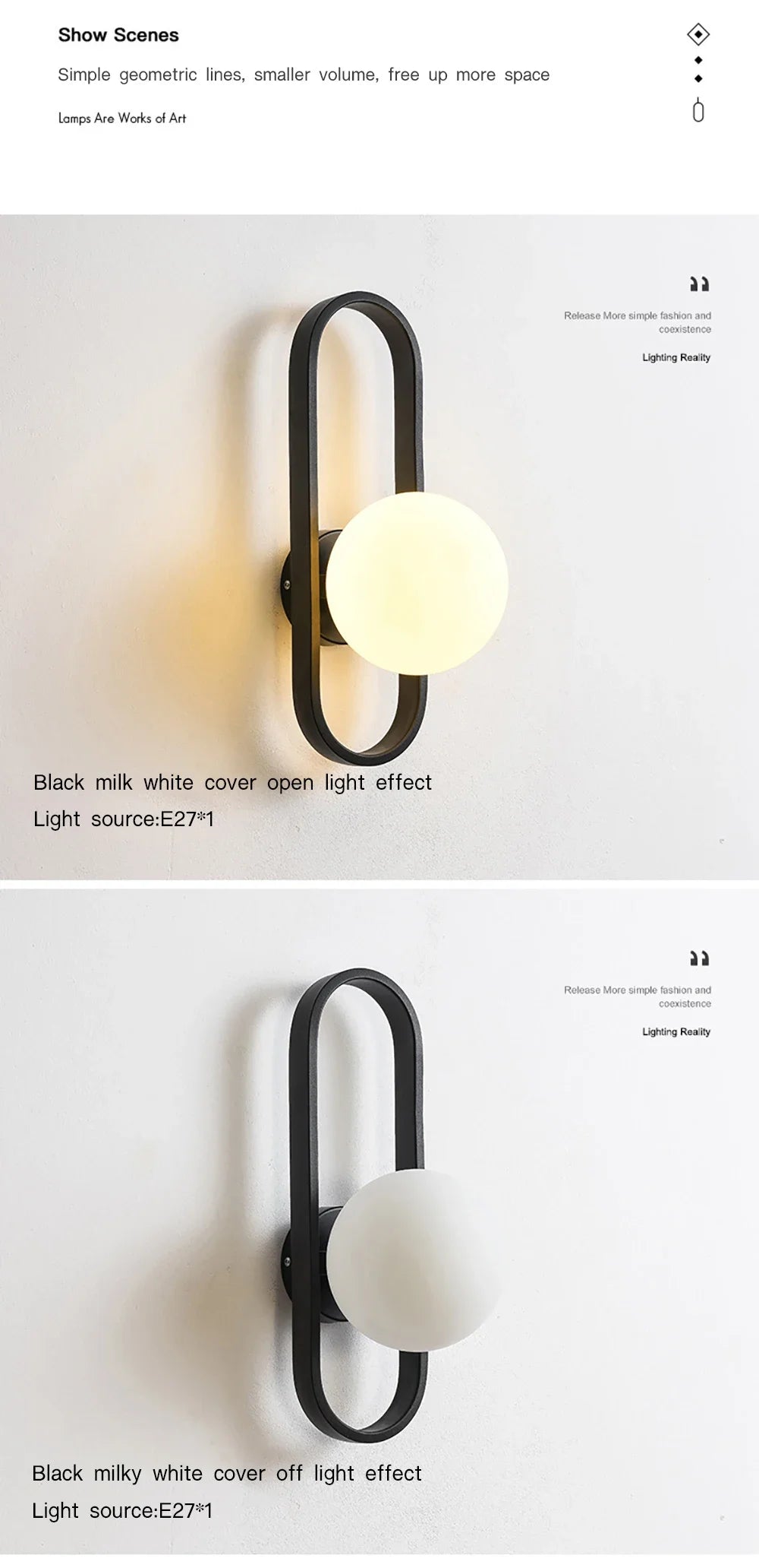 Luxury LED Wall Lamp – Frosted Glass Black or Gold