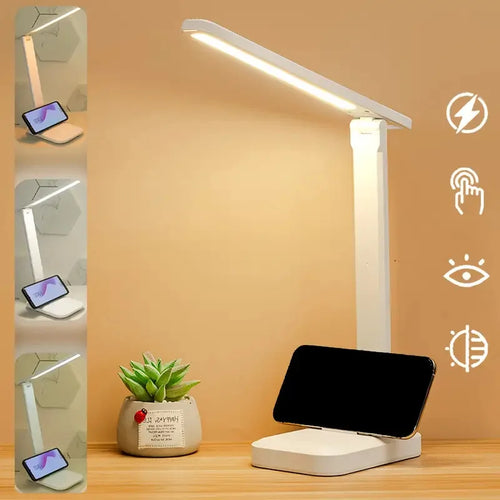 Foldable LED Desk Lamp – Stepless Dimmable USB Rechargeable Touch