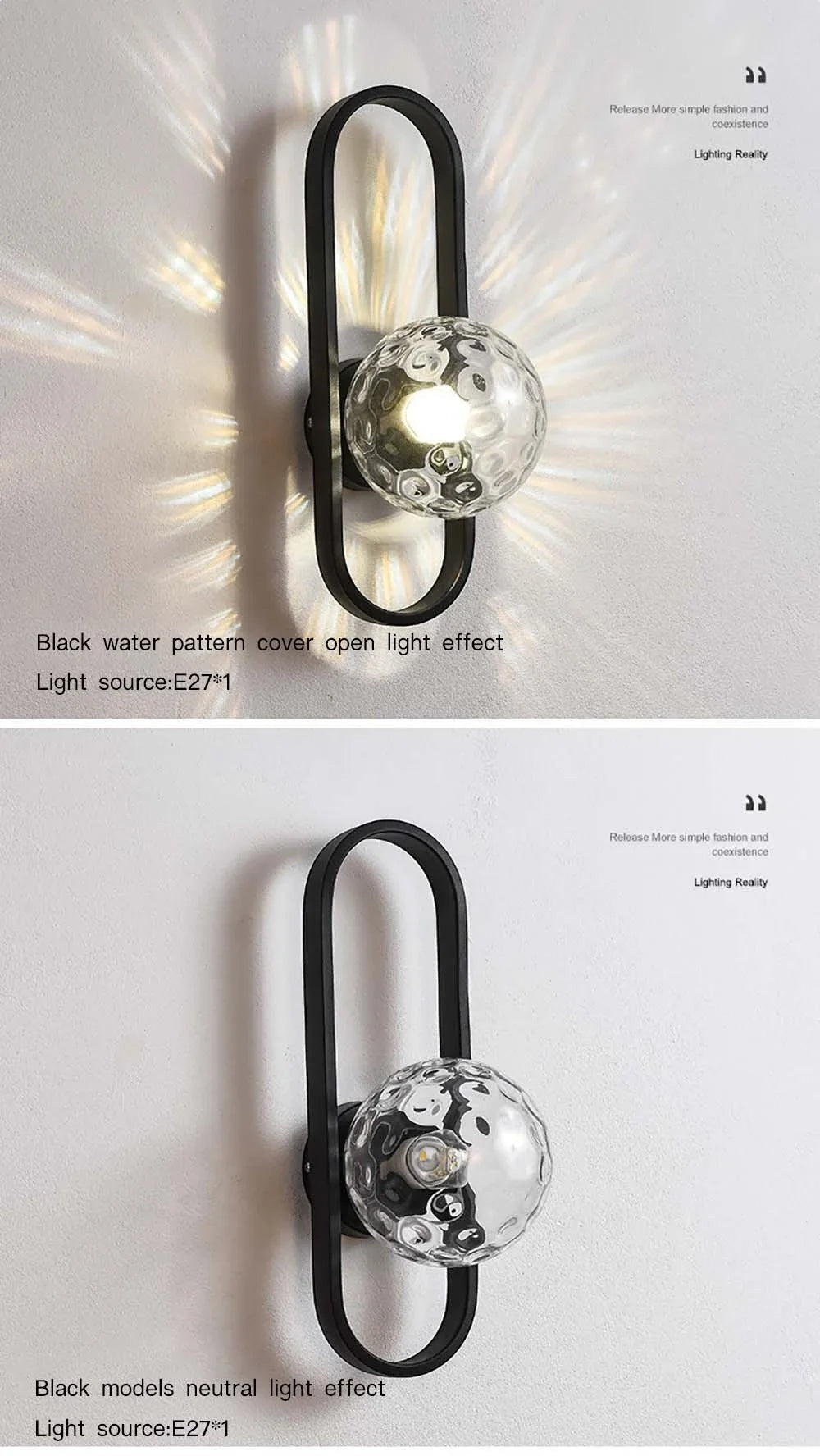 Luxury LED Wall Lamp – Frosted Glass Black or Gold
