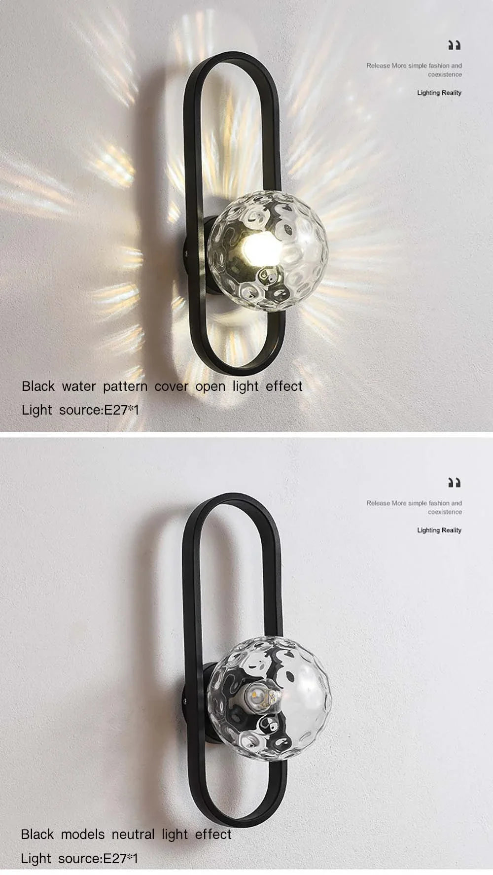 Luxury LED Wall Lamp – Frosted Glass Black or Gold