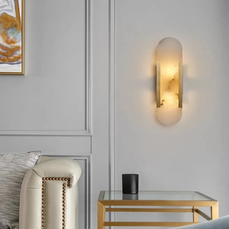 Marble LED Wall Lamp 12W – Gold & Natural Marble
