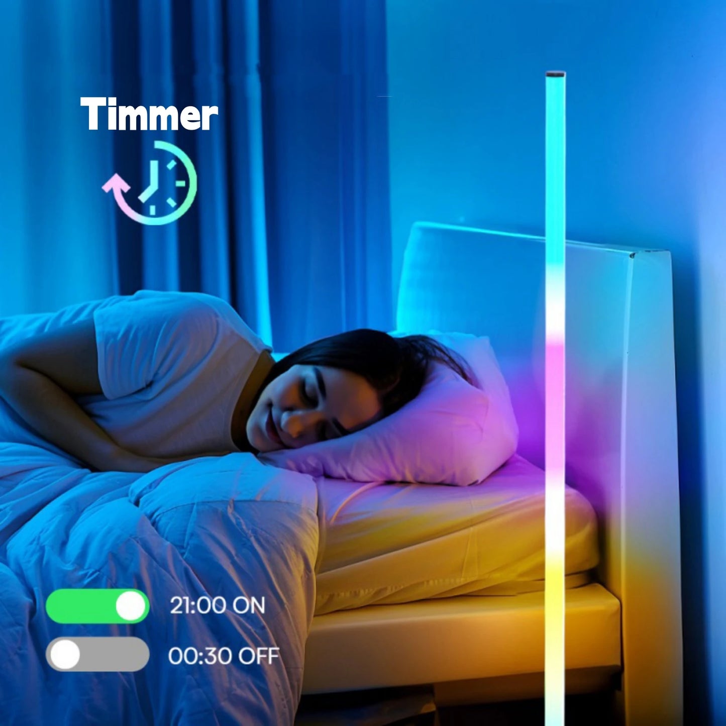 360° Dimmable Floor Lamp 103cm RGB USB Lights For Gaming Living Room Bedroom Corner Light with Bluetooth App & Remote Control