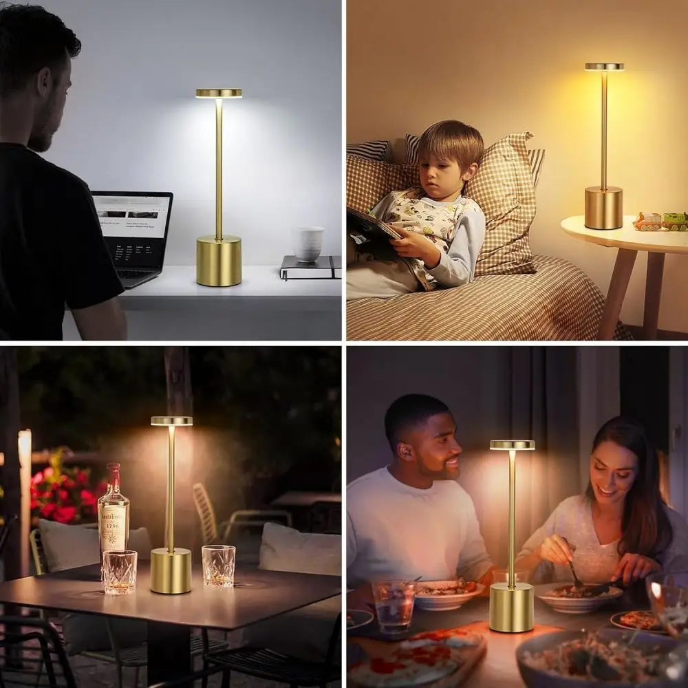 Rechargeable LED Metal Table Lamp – 3-Colour Stepless Dimming