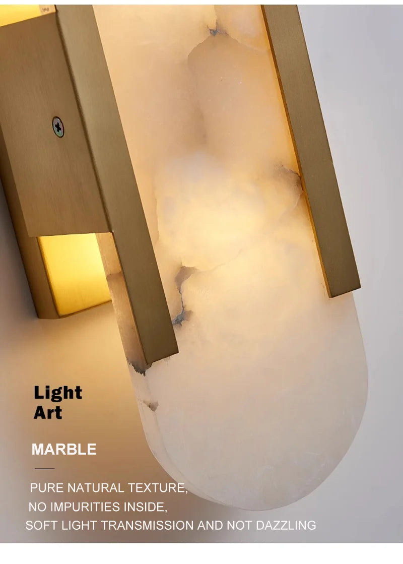 Marble LED Wall Lamp 12W – Gold & Natural Marble