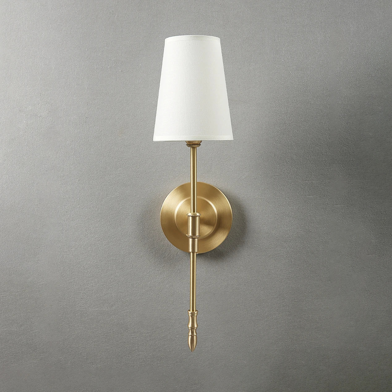 Retro Copper Wall Lamp – Fabric Shade Gold White