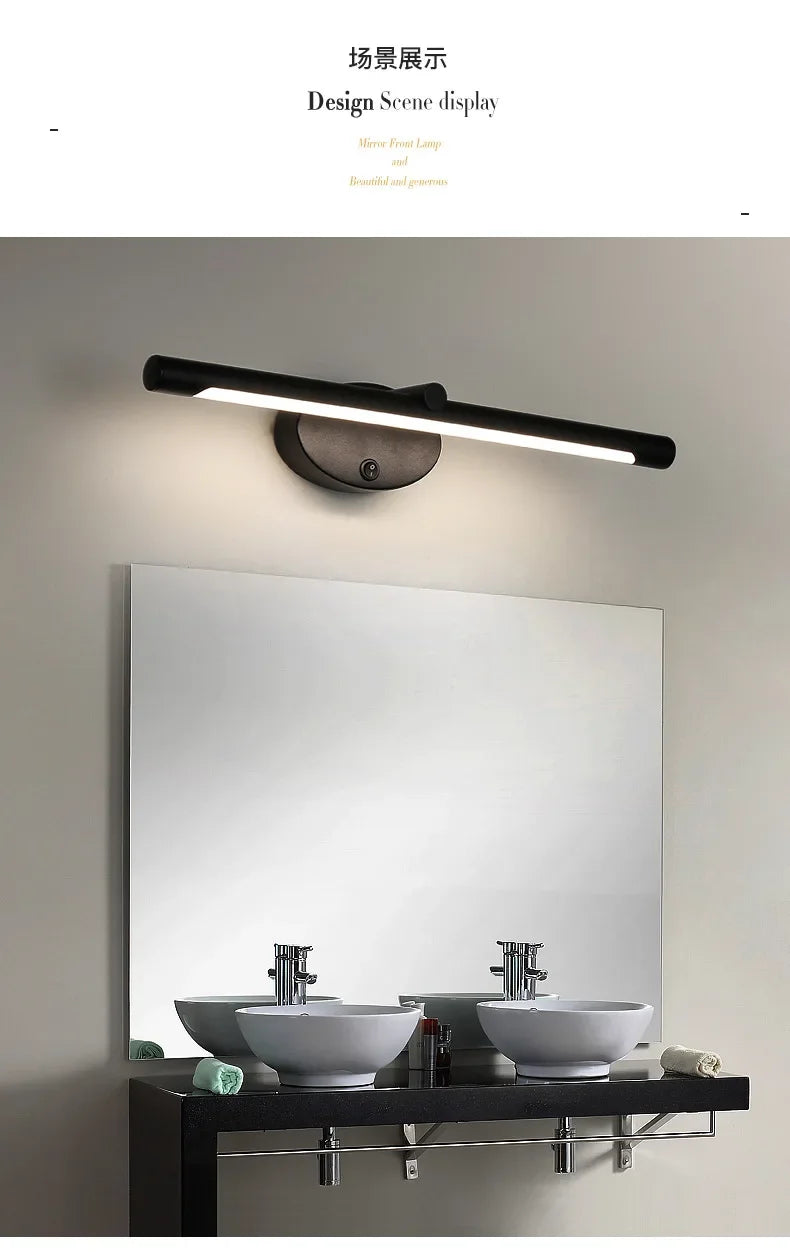 LED Bathroom Mirror Lamp – Touch Switch Black Gold