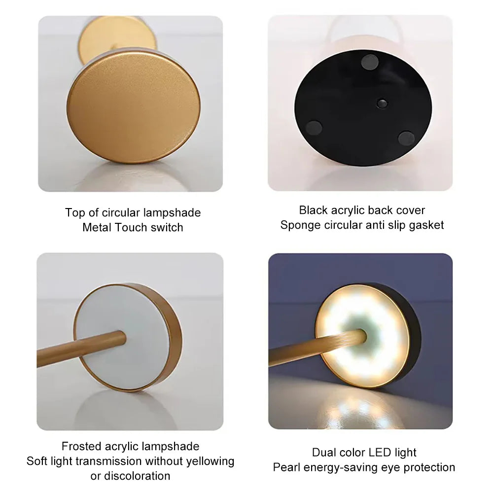 LED Metal Desk Lamp – 1800mAh Rechargeable 3-Colour Stepless Dim