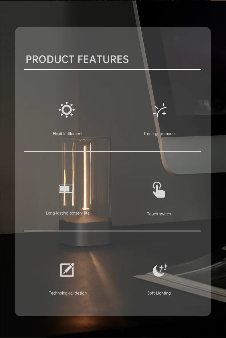 Cordless Magnetic Filament LED Lamp – Rechargeable Atmosphere