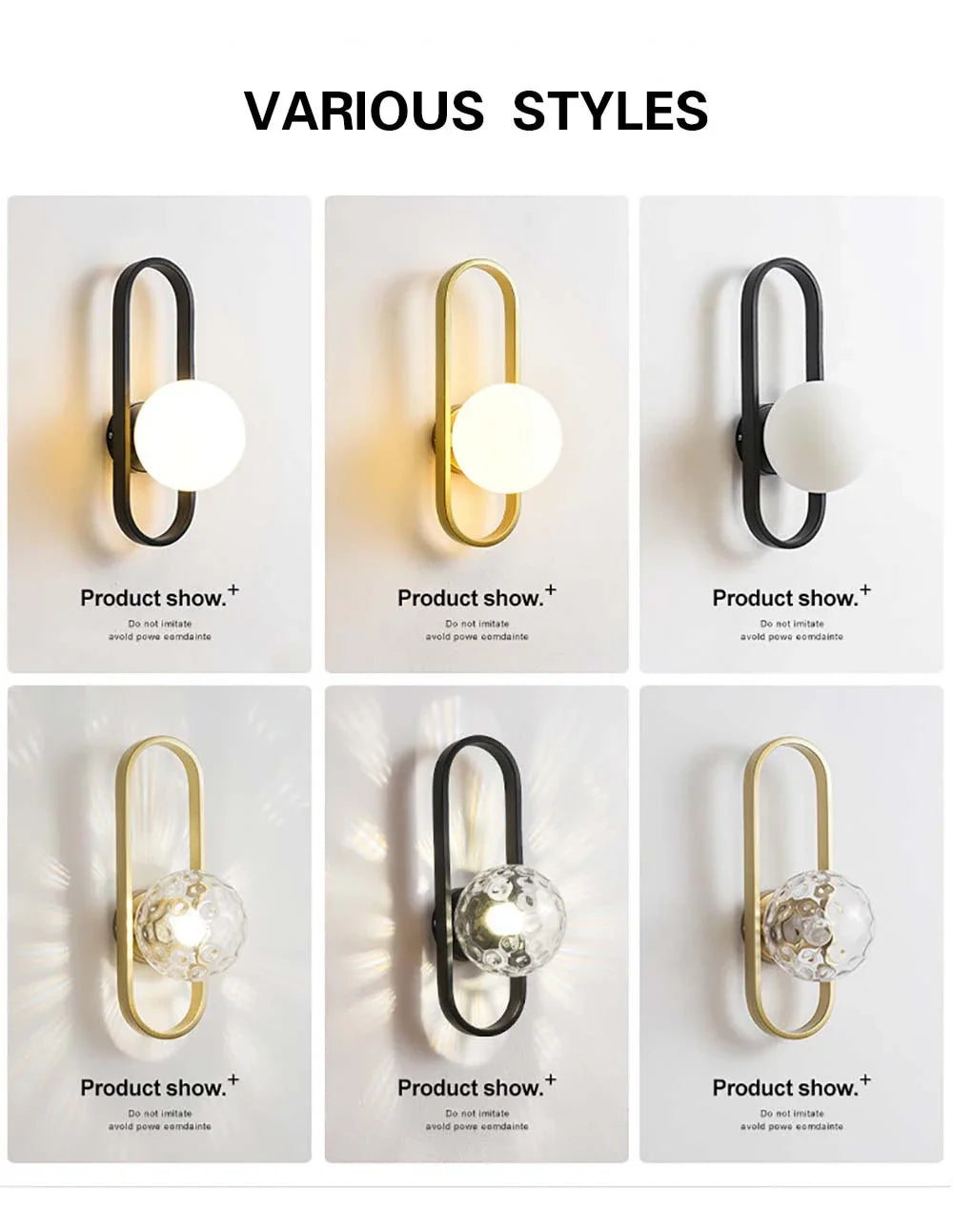 Luxury LED Wall Lamp – Frosted Glass Black or Gold