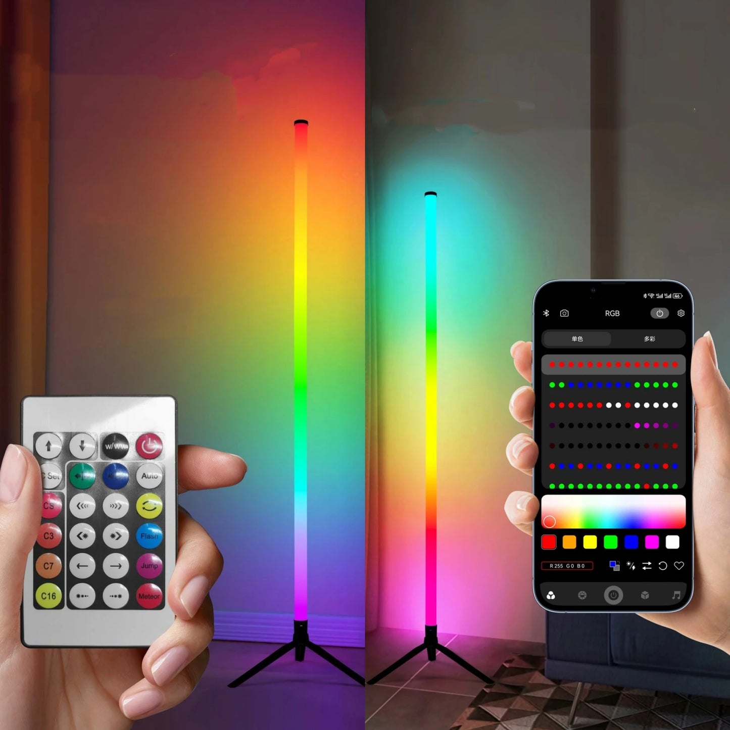 360° Dimmable Floor Lamp 103cm RGB USB Lights For Gaming Living Room Bedroom Corner Light with Bluetooth App & Remote Control