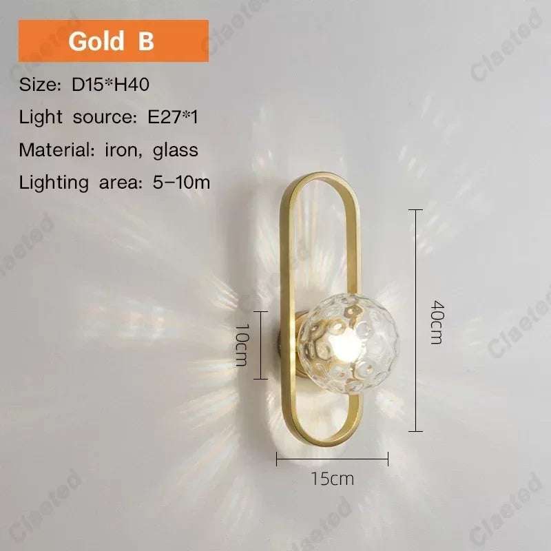 Luxury LED Wall Lamp – Frosted Glass Black or Gold