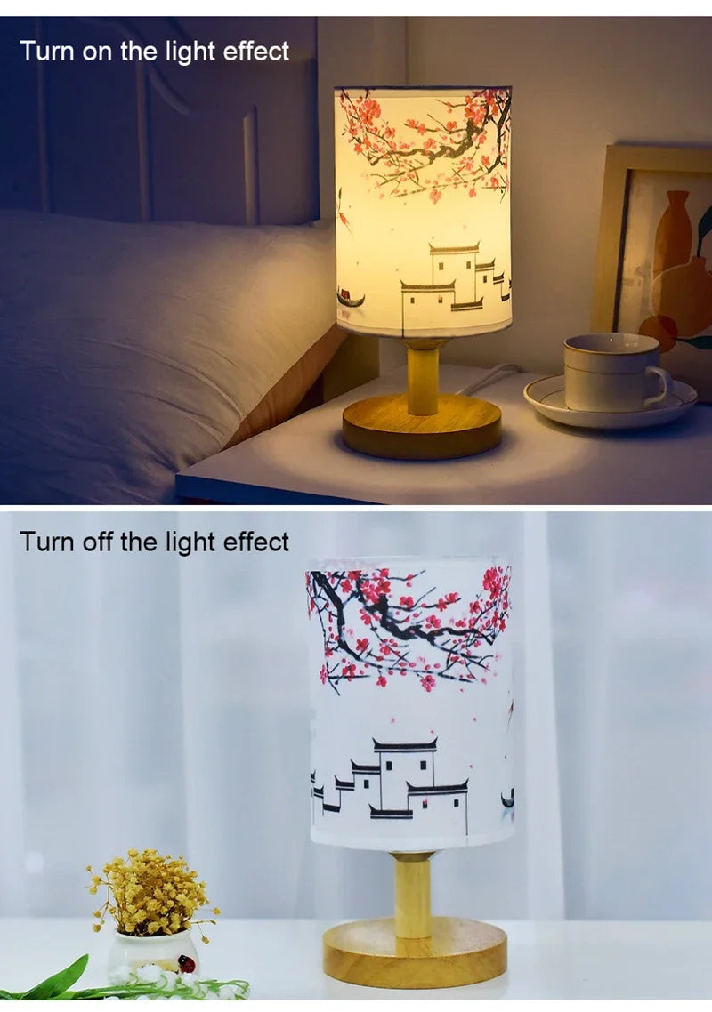 LED Square Fabric Table Lamp – Dimmable Touch Bedside Light
