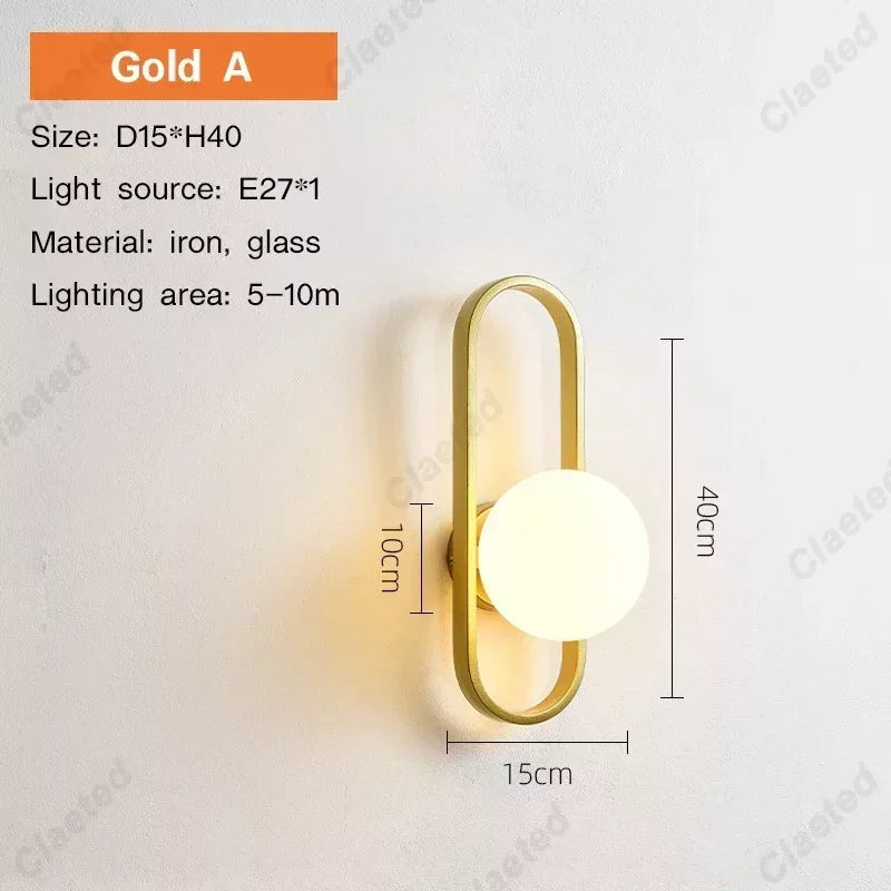 Luxury LED Wall Lamp – Frosted Glass Black or Gold