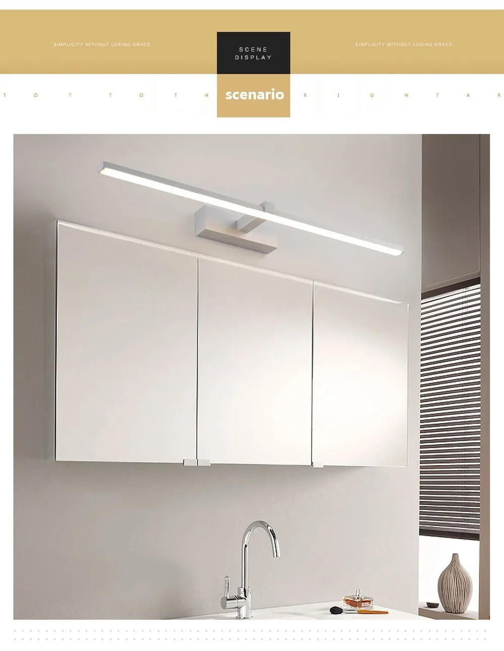 LED Bathroom Vanity Lamp – Touch Switch Black White
