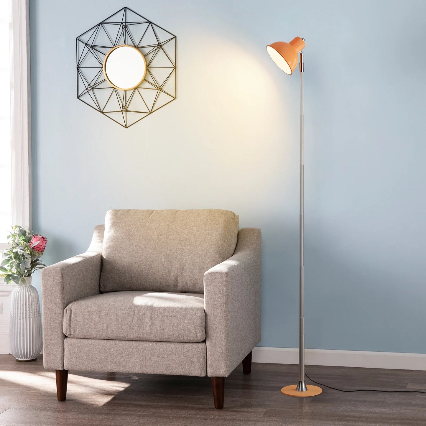 MARPOU Floor Lamp Adjustable with 3 Color Dimmable USB Plug Modern LED Telescopic 145CM Floor Stand Light Living Room Bedroom