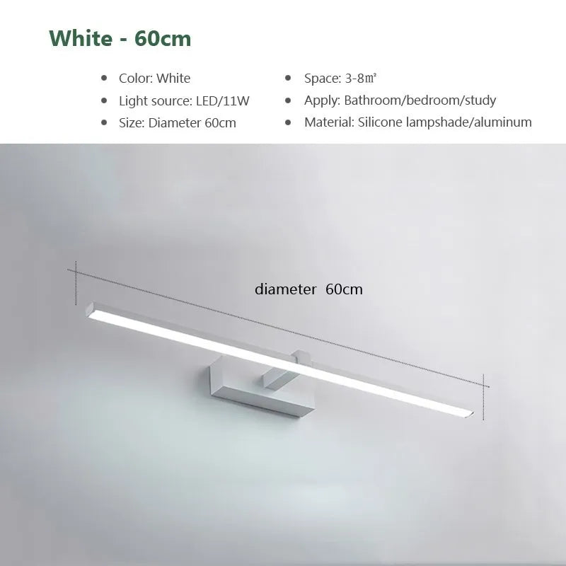 LED Bathroom Vanity Lamp – Touch Switch Black White