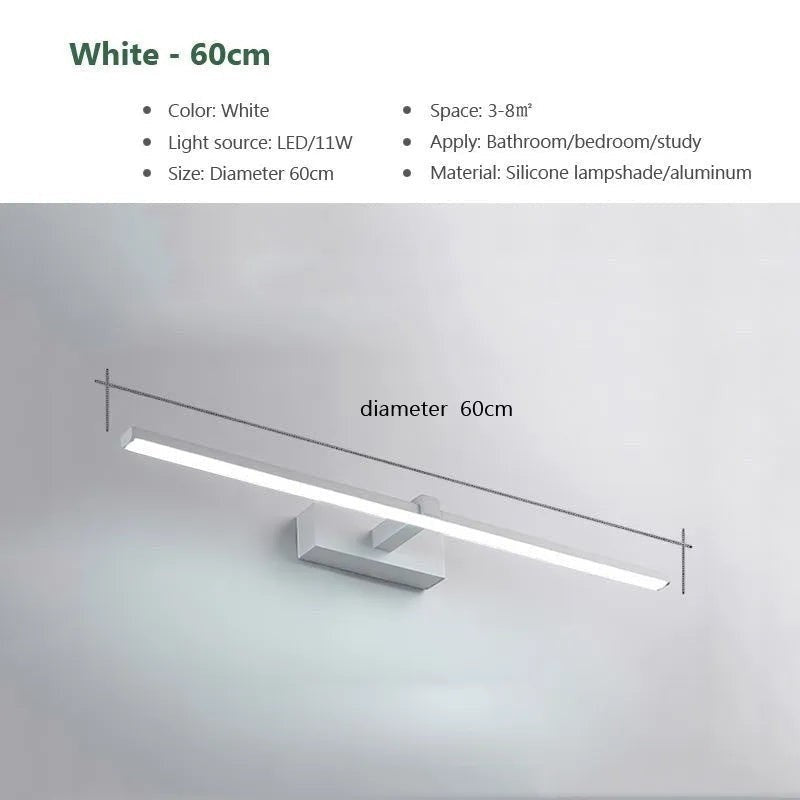 LED Bathroom Vanity Lamp – Touch Switch Black White