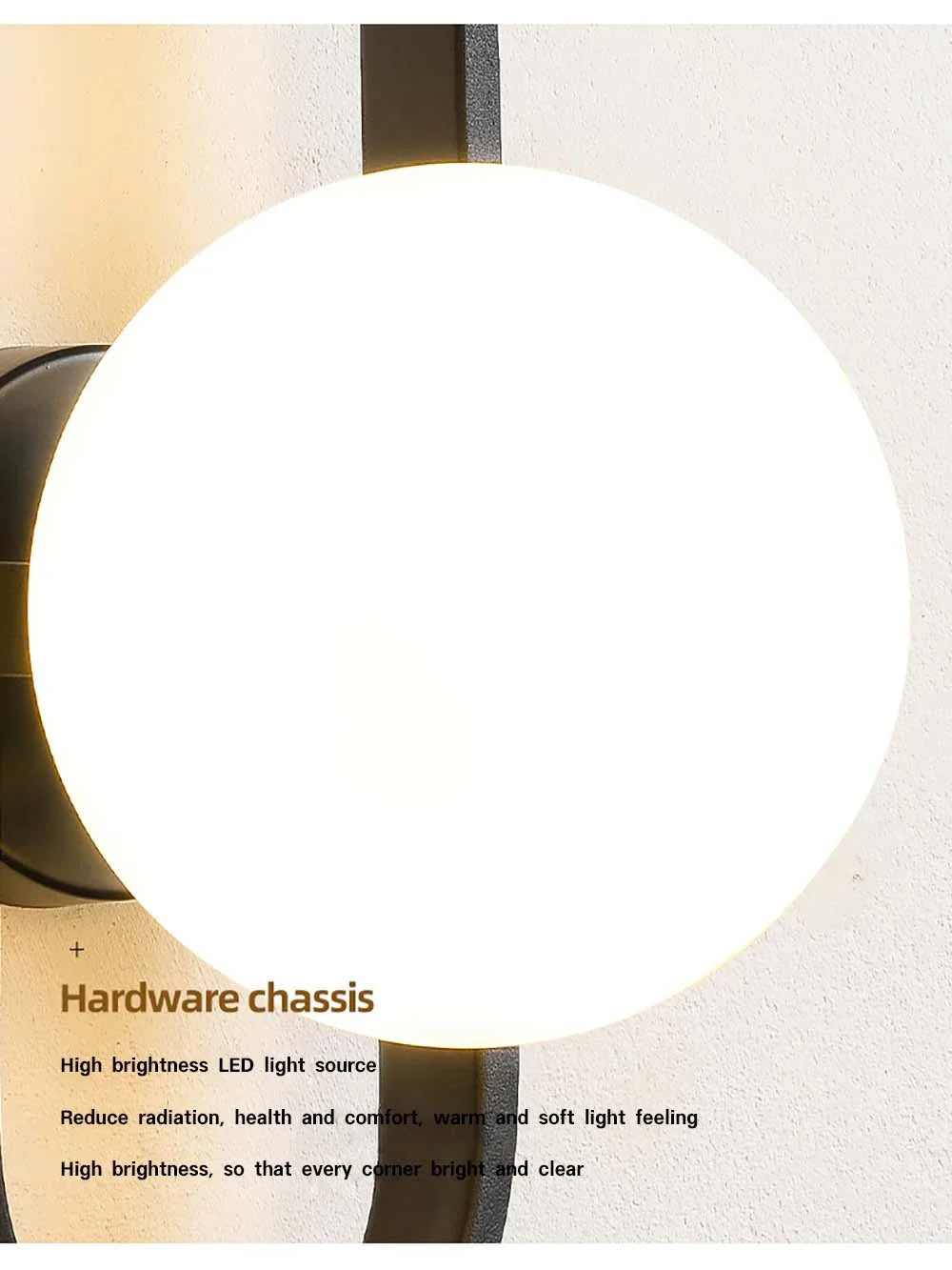 Luxury LED Wall Lamp – Frosted Glass Black or Gold